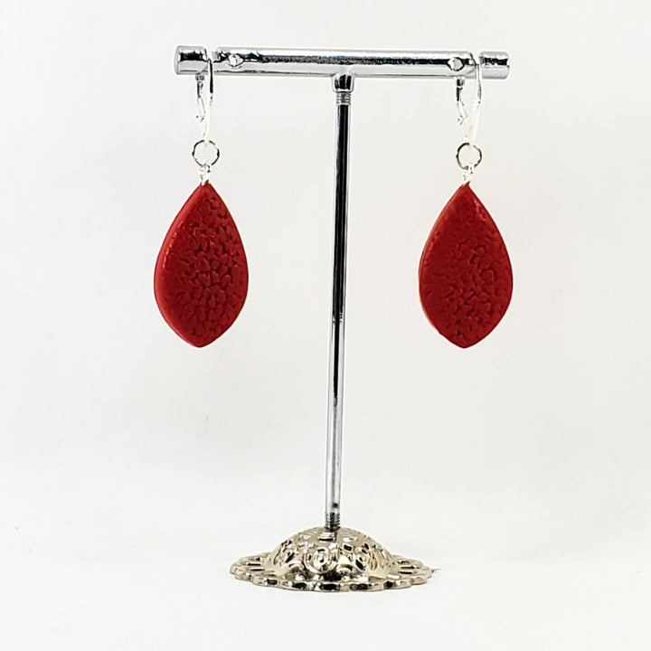 Large Tear Drop Dangle Earring - Red-Earrings-Tiry Originals, LLC