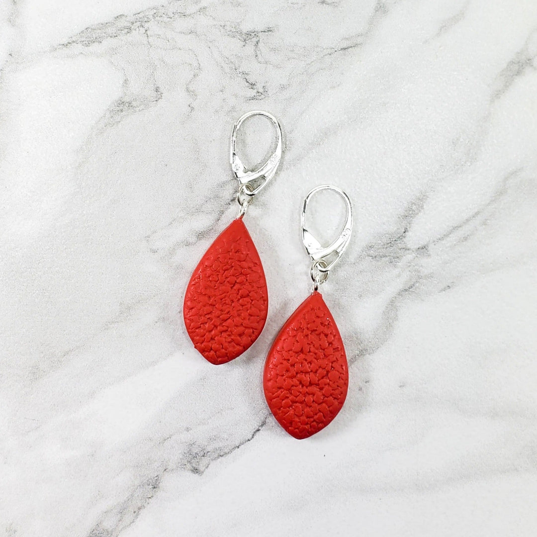 Large Tear Drop Dangle Earring - Red-Earrings-Tiry Originals, LLC