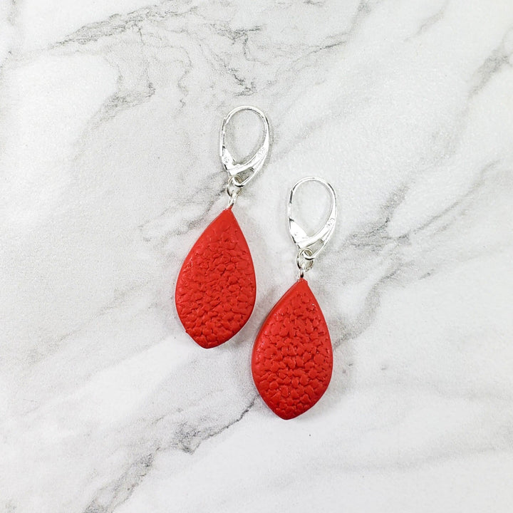Large Tear Drop Dangle Earring - Red-Earrings-Tiry Originals, LLC