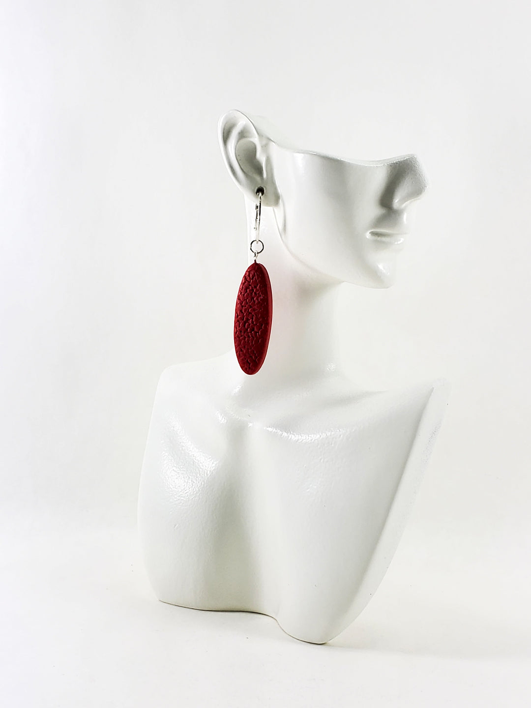 Long Oval Dangle Earring - Large - Red-Earrings-Tiry Originals, LLC