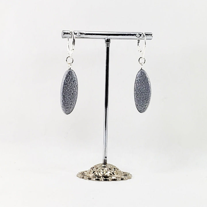 Long Oval Dangle Earring - Small - Silver-Earrings-PME22 Silver-Matte Silver-Tiry Originals, LLC