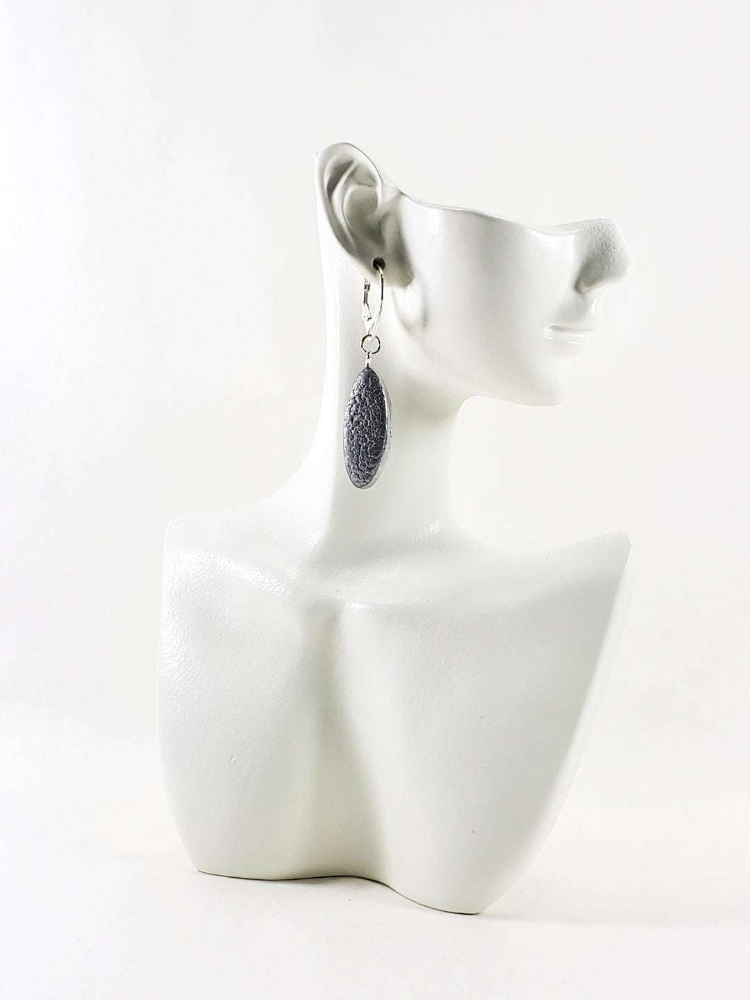 Long Oval Dangle Earring - Small - Silver-Earrings-PME22 Silver-Matte Silver-Tiry Originals, LLC