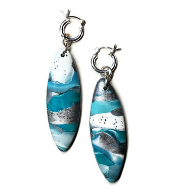 Long Oval Dangle Earring - Turquoise Water-Earrings-PME36 #1-Option #1-Tiry Originals, LLC