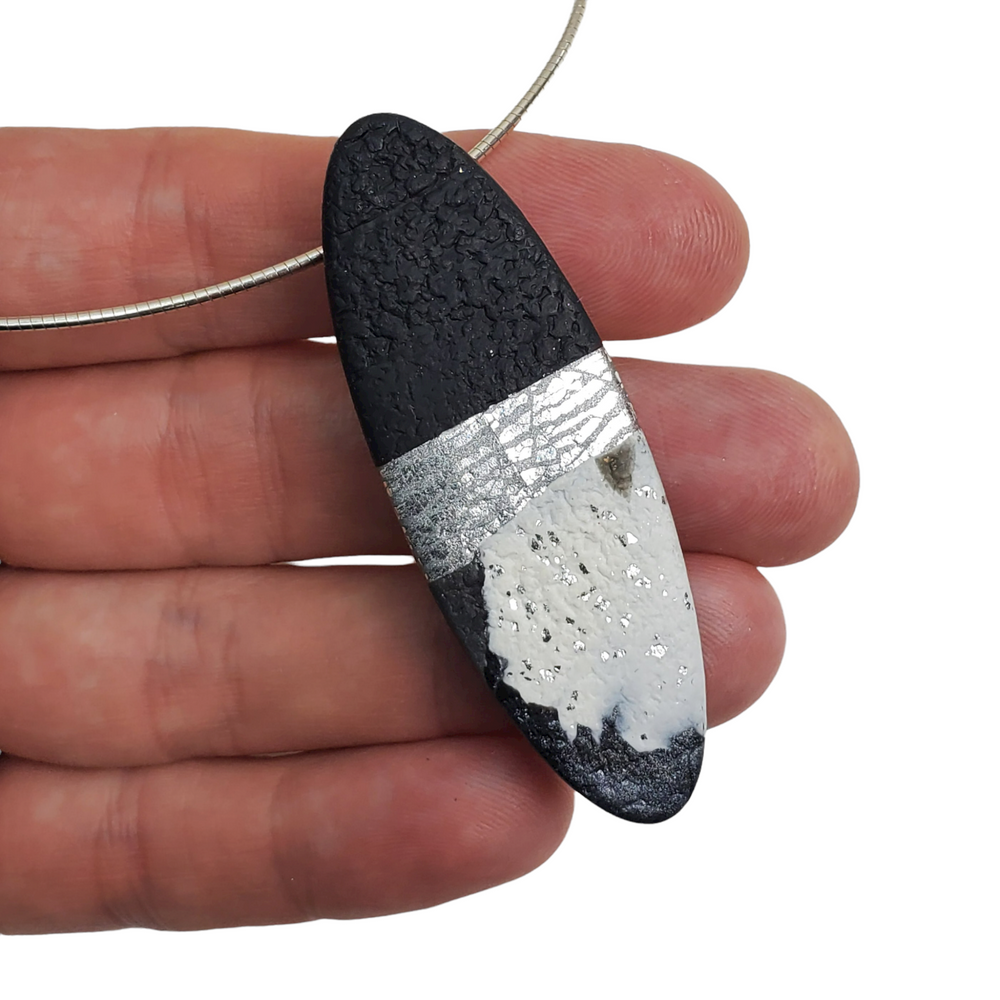 Long Oval Pendant - Calacatta-Pendants-Tiry Originals, LLC