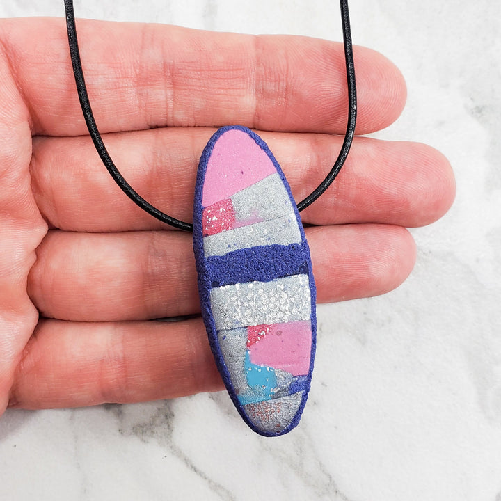 Long Oval Pendant - Very Peri-Pendants-Tiry Originals, LLC