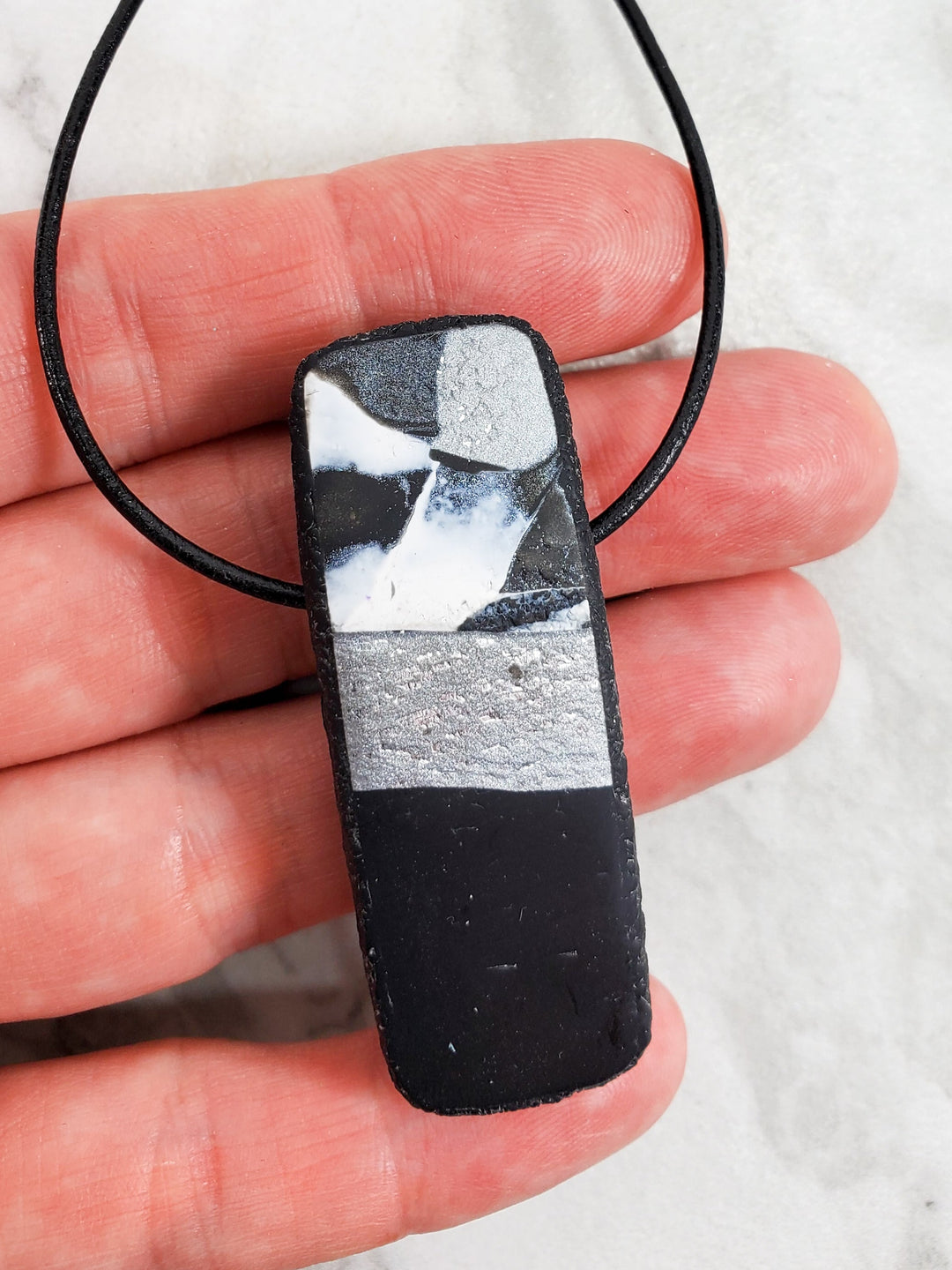 Long Rectangle Pendant - Calacatta-Pendants-Tiry Originals, LLC