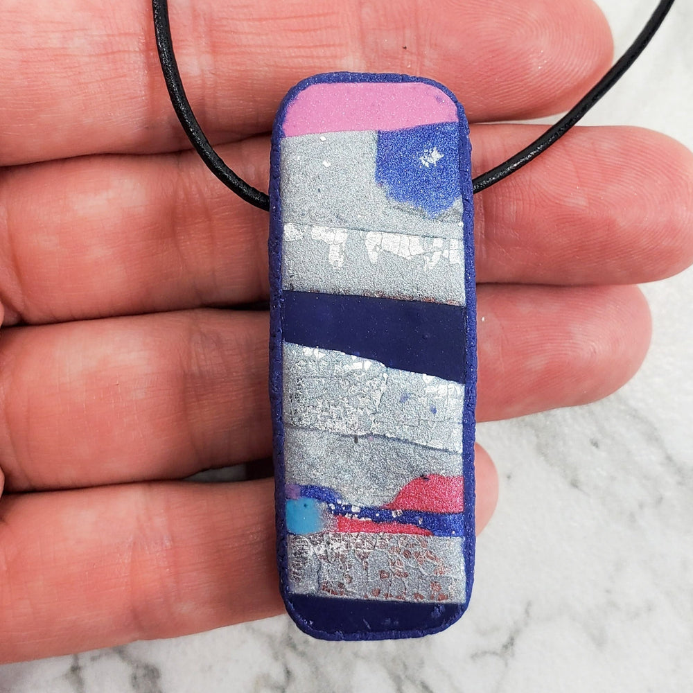 Long Rectangle Pendant - Very Peri-Pendants-Tiry Originals, LLC