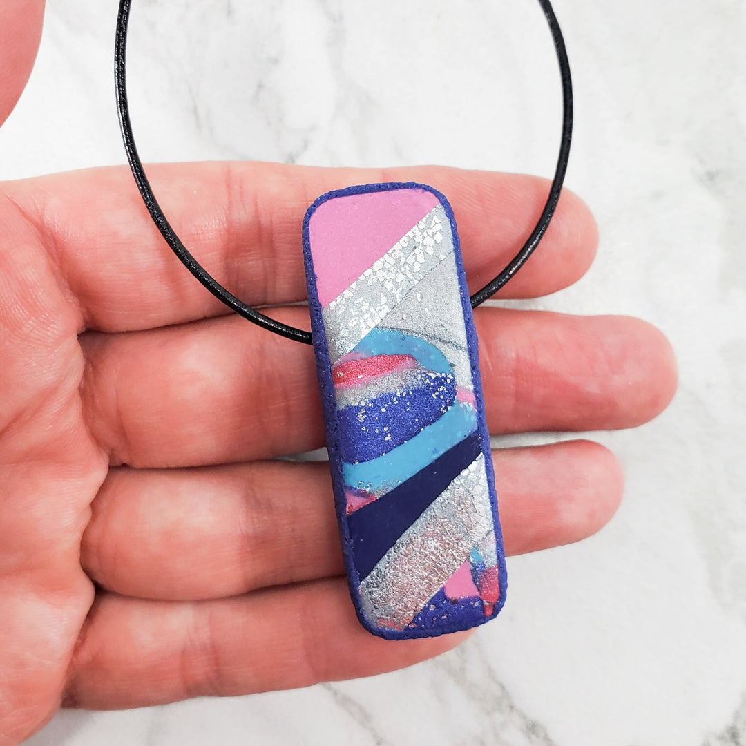 Long Rectangle Pendant - Very Peri-Pendants-Tiry Originals, LLC