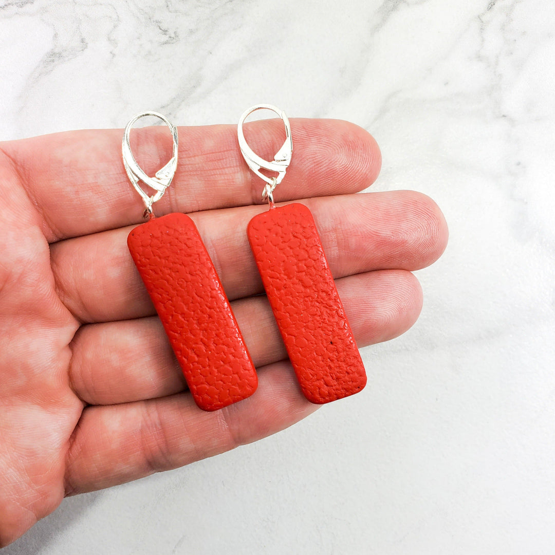 Long Regtangle Dangle Earring - Large - Red-Earrings-Tiry Originals, LLC