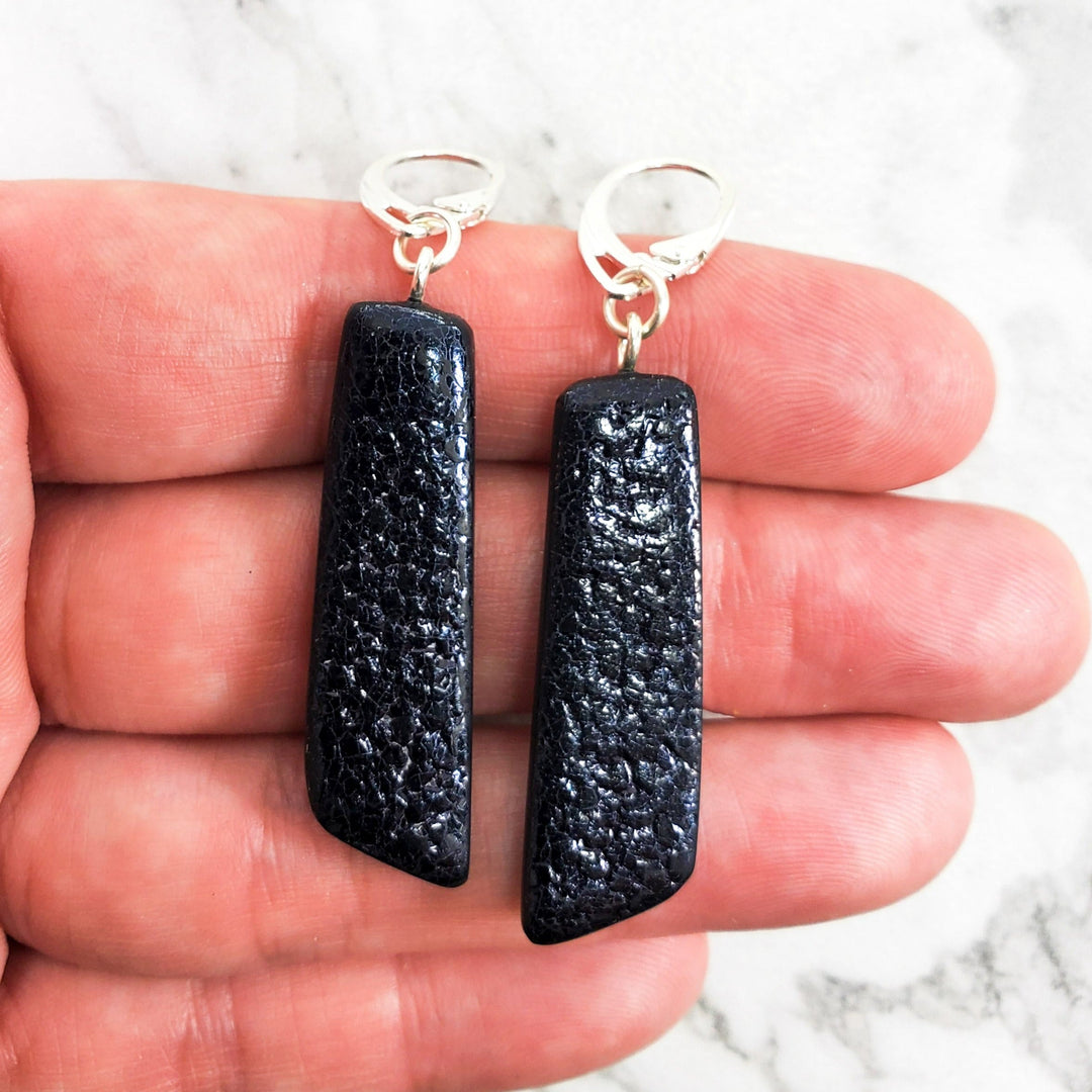 Long Strip Dangle Earring - Black-Earrings-Tiry Originals, LLC