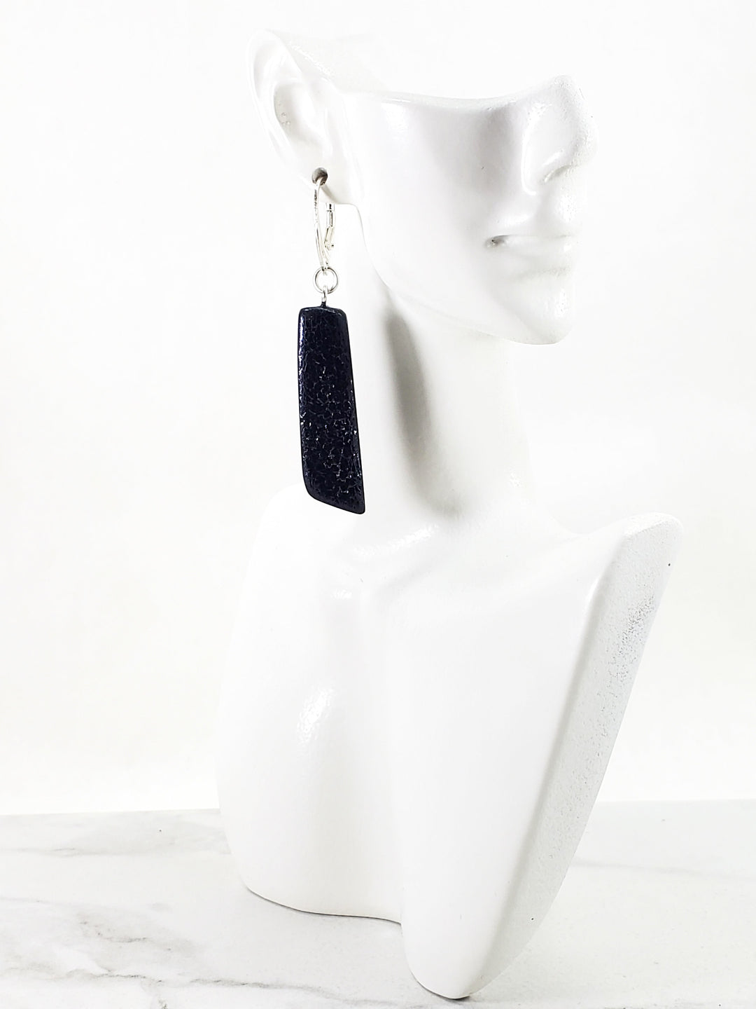 Long Strip Dangle Earring - Black-Earrings--Tiry Originals, LLC