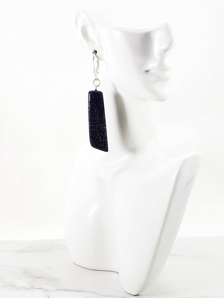 Long Strip Dangle Earring - Black-Earrings-Tiry Originals, LLC