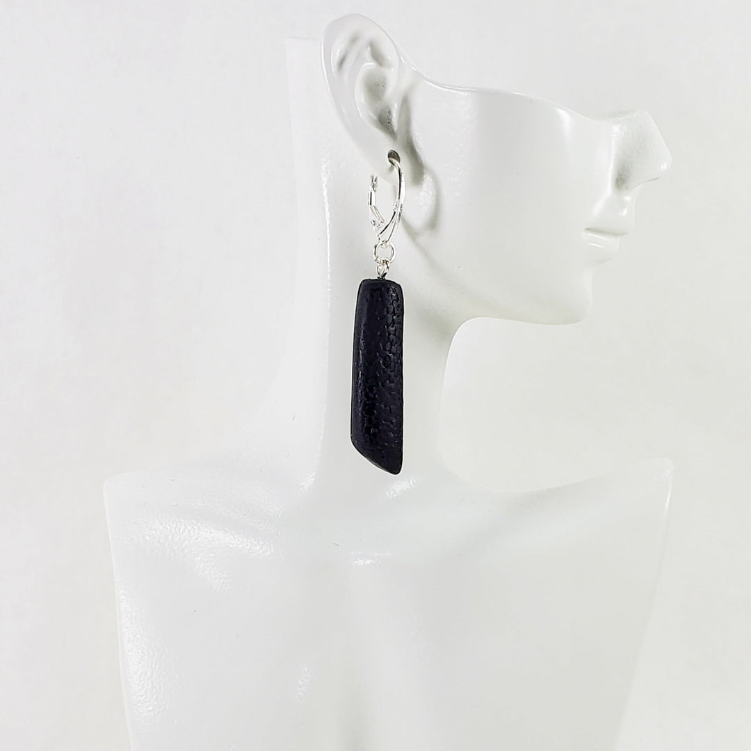 Long Strip Dangle Earring - Black-Earrings-Tiry Originals, LLC