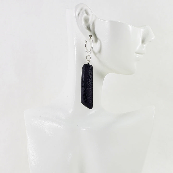 Long Strip Dangle Earring - Black-Earrings--Tiry Originals, LLC