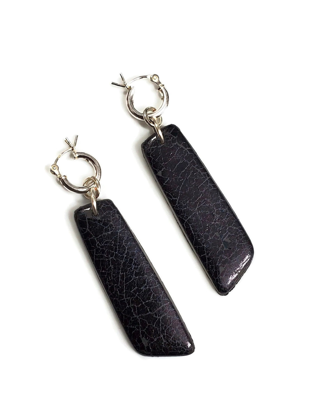Long Strip Dangle Earring - Black-Earrings-Tiry Originals, LLC