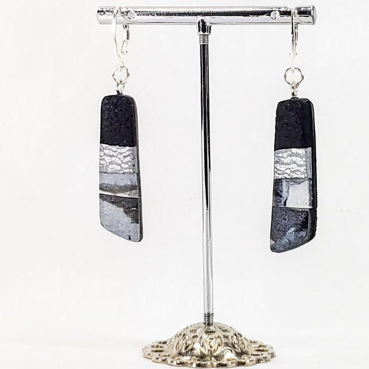 Long Strip Dangle Earring - Calacatta-Earrings-Tiry Originals, LLC