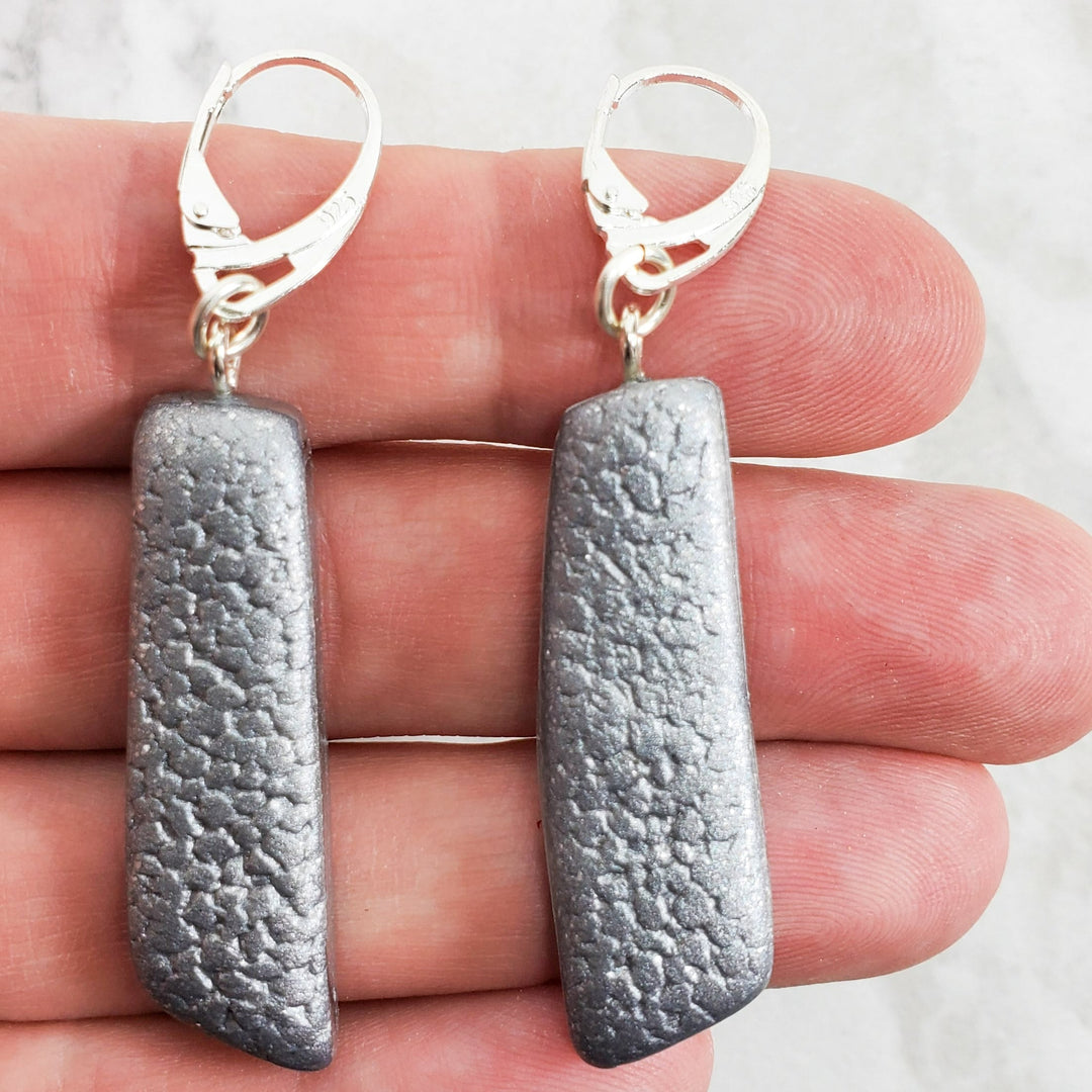 Long Strip Dangle Earring - Silver-Earrings-Tiry Originals, LLC