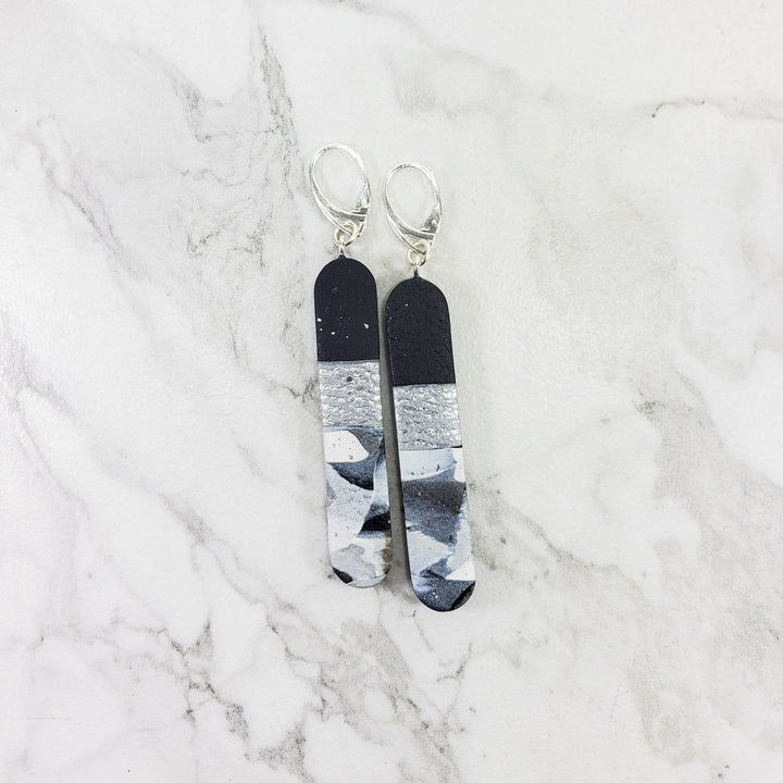 Long Tab Dangle Earring - Calacatta-Earrings-Tiry Originals, LLC