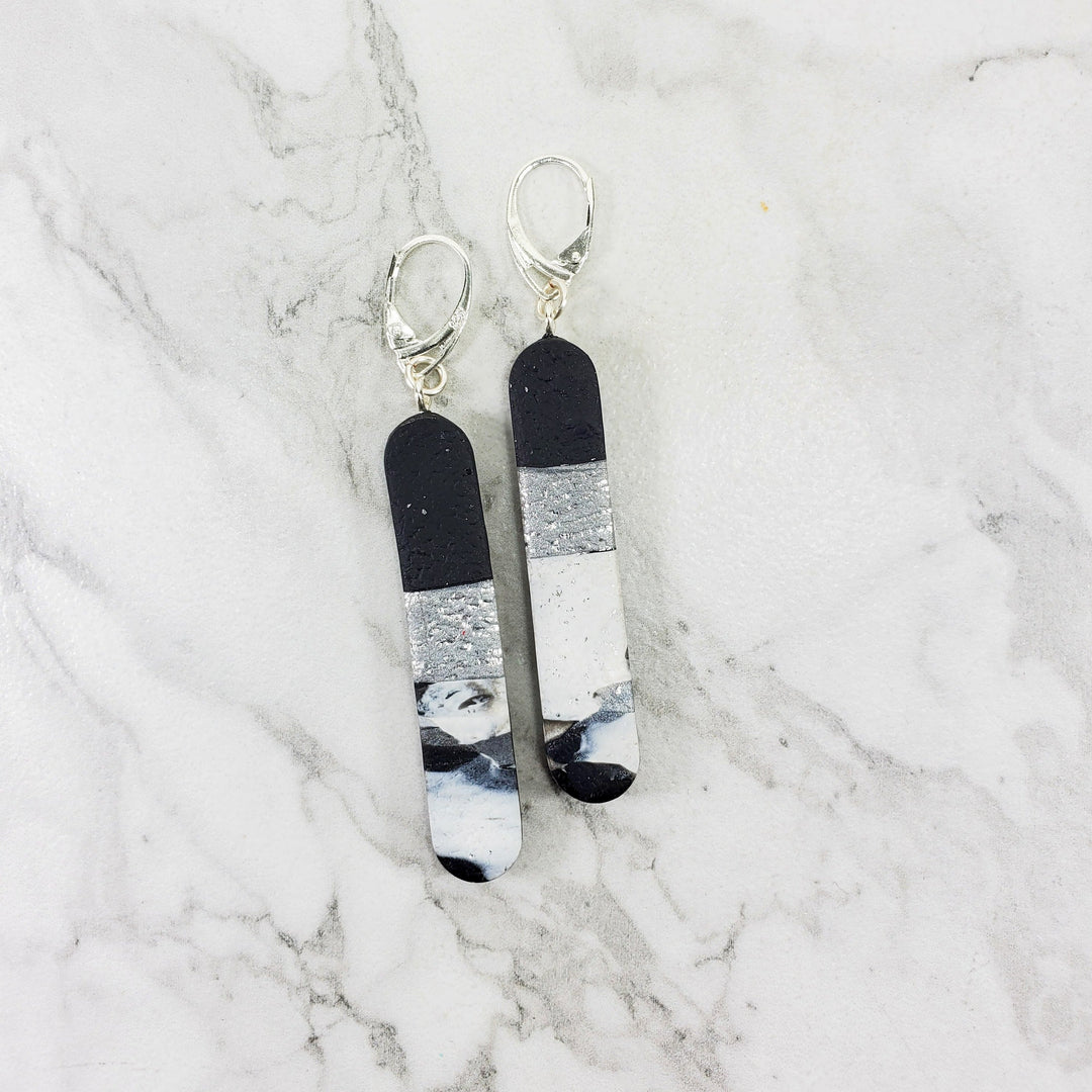 Long Tab Dangle Earring - Calacatta-Earrings-Tiry Originals, LLC