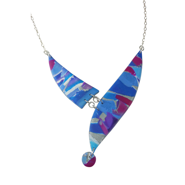 Marbled 2 Piece Shard Necklace - Blue-Sale-PMN03-Tiry Originals, LLC