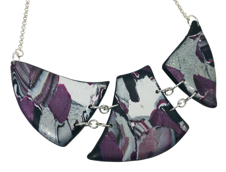 Marbled and Mosaic 3 Piece w/Link Necklace - Amaranthine-Sale-Tiry Originals, LLC