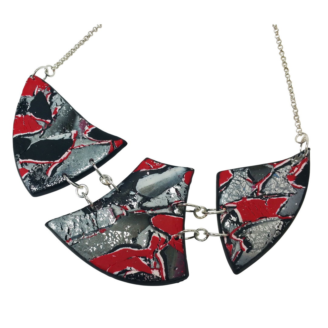Marbled and Mosaic 3 Piece w/Link Necklace - Scarlett-Necklace-Tiry Originals, LLC