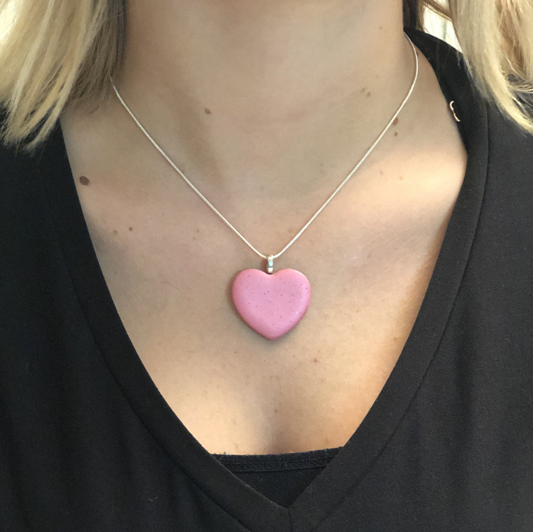 Matte Pink Heart Pendant - X-Large-Pendants-PMP15 1-X-Large-Tiry Originals, LLC