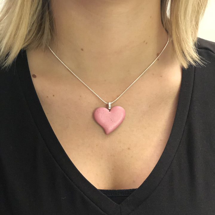 Matte Pink Sway Heart Pendant - X-Large-Pendants-PMP15 1-X-Large-Tiry Originals, LLC