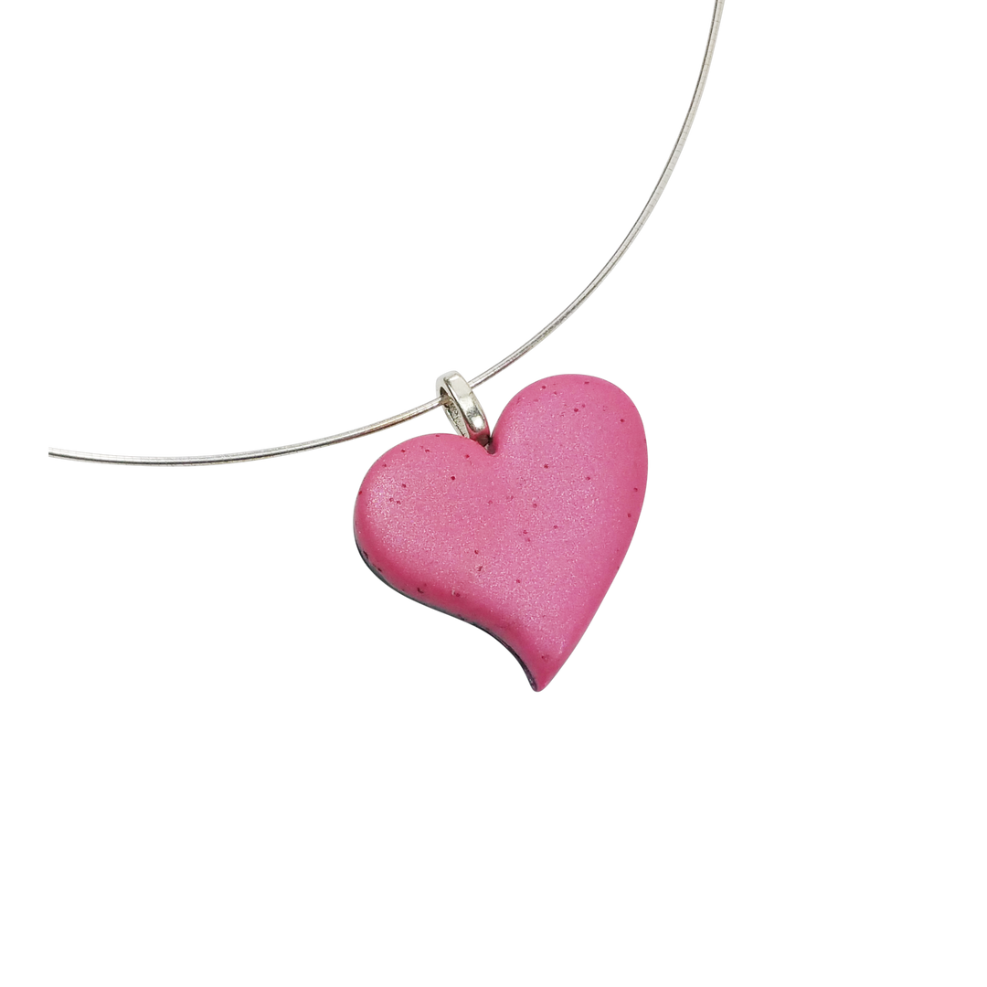 Matte Pink Sway Heart Pendant - X-Large-Pendants-Tiry Originals, LLC