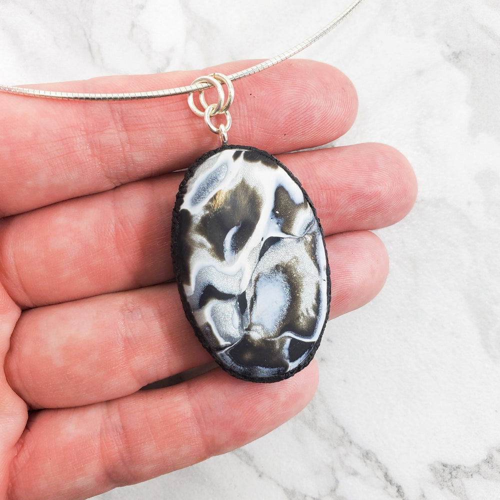 Medium Oval Pendant - Calacatta-Pendants-Tiry Originals, LLC