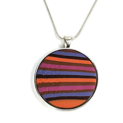 Medium Round Pendant - Various Colors-Sale-PMP05 #B-Orange Stripe #B-Tiry Originals, LLC