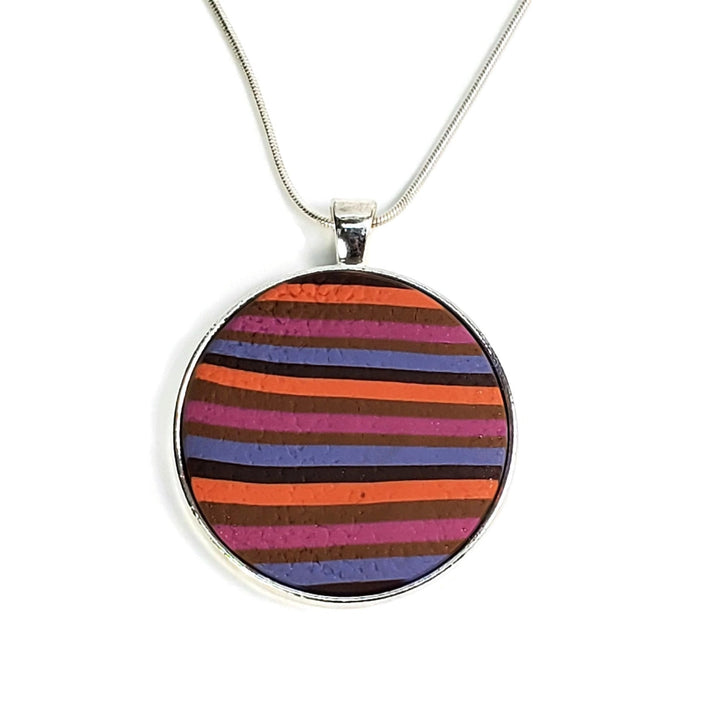 Medium Round Pendant - Various Colors-Sale-PMP05 #C-Orange Stripe #C-Tiry Originals, LLC