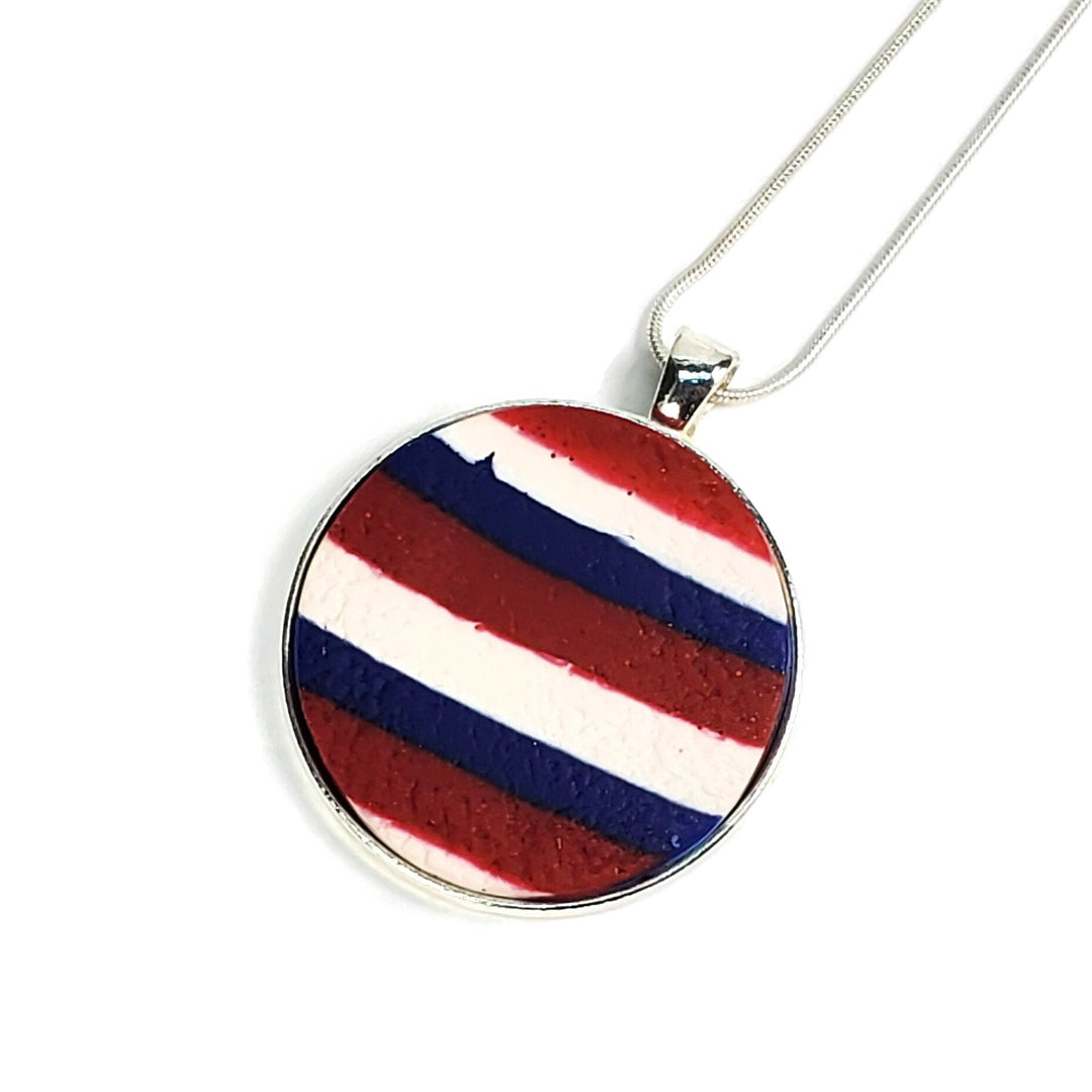 Medium Round Pendant - Various Colors-Sale-PMP05 #D-USA Stripes #D-Tiry Originals, LLC