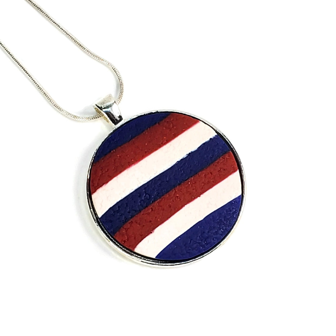 Medium Round Pendant - Various Colors-Sale-PMP05 #E-USA Stripes #E-Tiry Originals, LLC