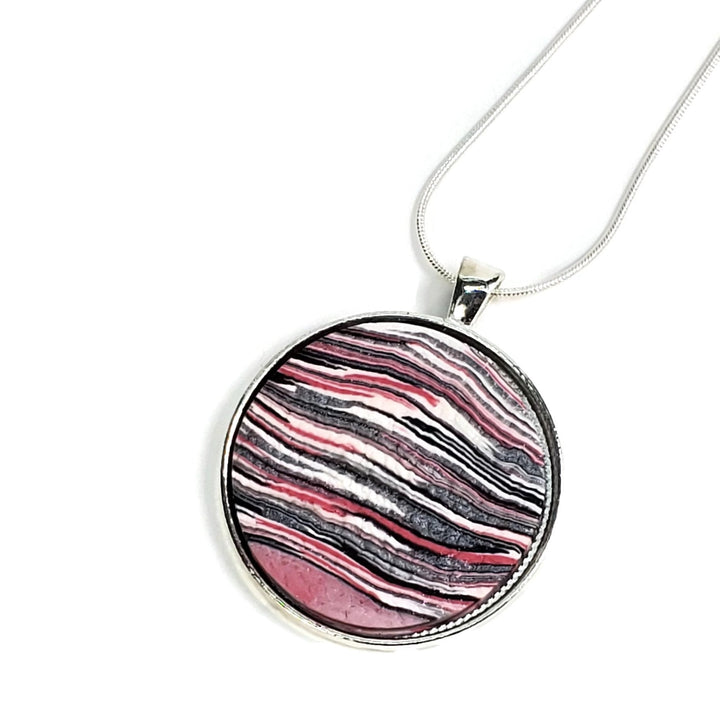 Medium Round Pendant - Various Colors-Sale-PMP05 #I-Pink Stripes #I-Tiry Originals, LLC