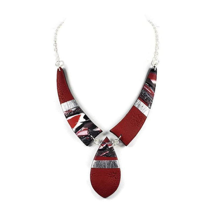 Mosaic 3 Piece Drop Necklace - Scarlett-Necklace-PMN06 #1 Red-Option 1-Tiry Originals, LLC