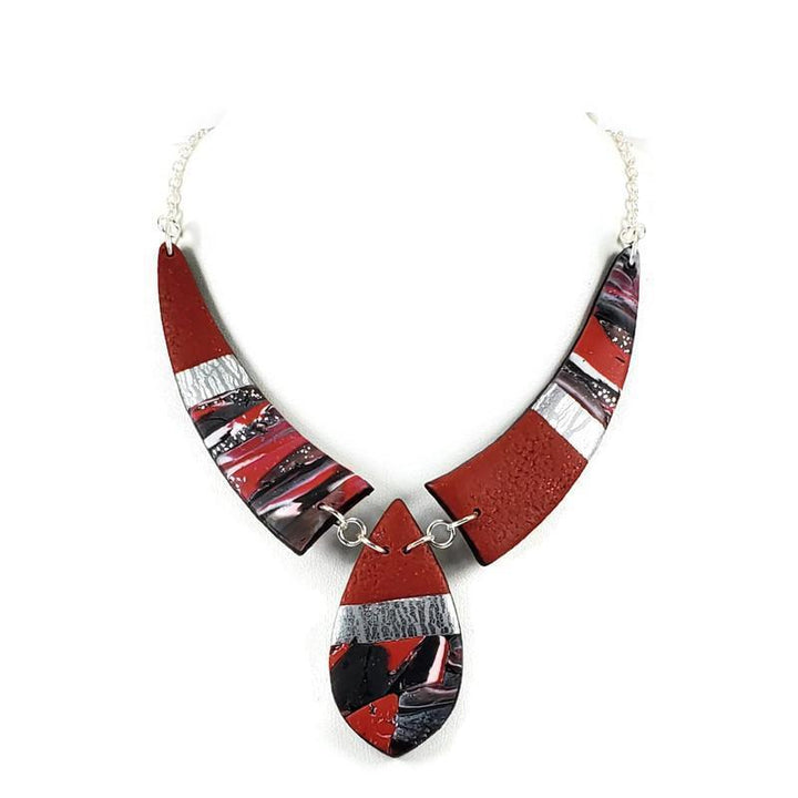 Mosaic 3 Piece Drop Necklace - Scarlett-Necklace-PMN06 #2 Red-Option 2-Tiry Originals, LLC