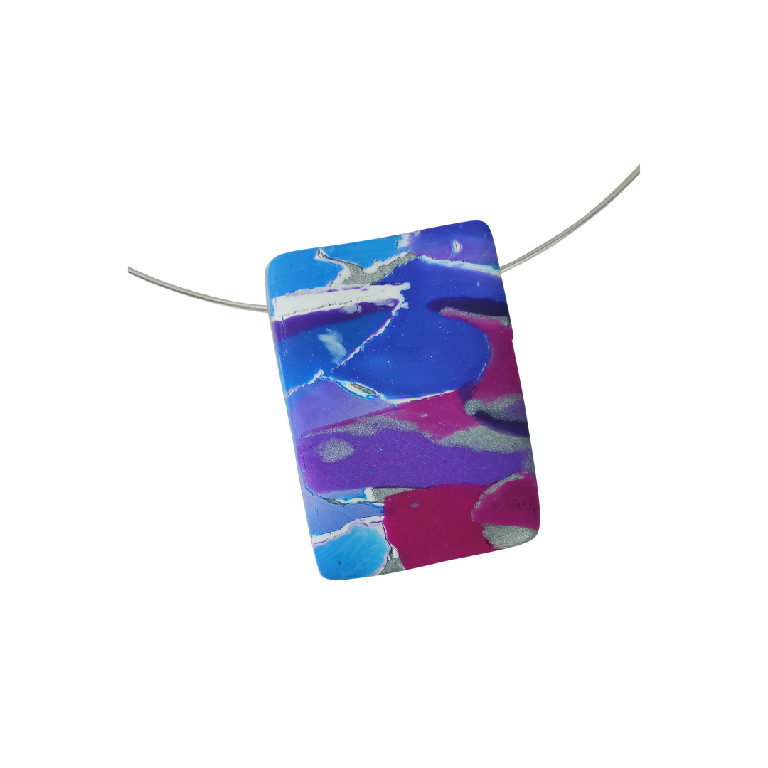 Mosaic Rectangle Pendant - Blue-Sale-PMP11-Tiry Originals, LLC