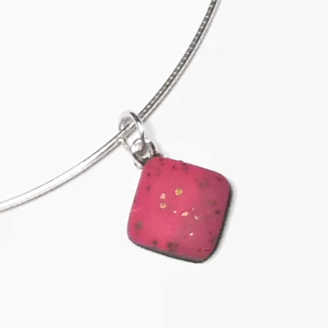 Multicolored Diamond Dangle Pendant - Marbled - Mosaic Pendant - Pink Teal Blue-Sale-Tiry Originals, LLC