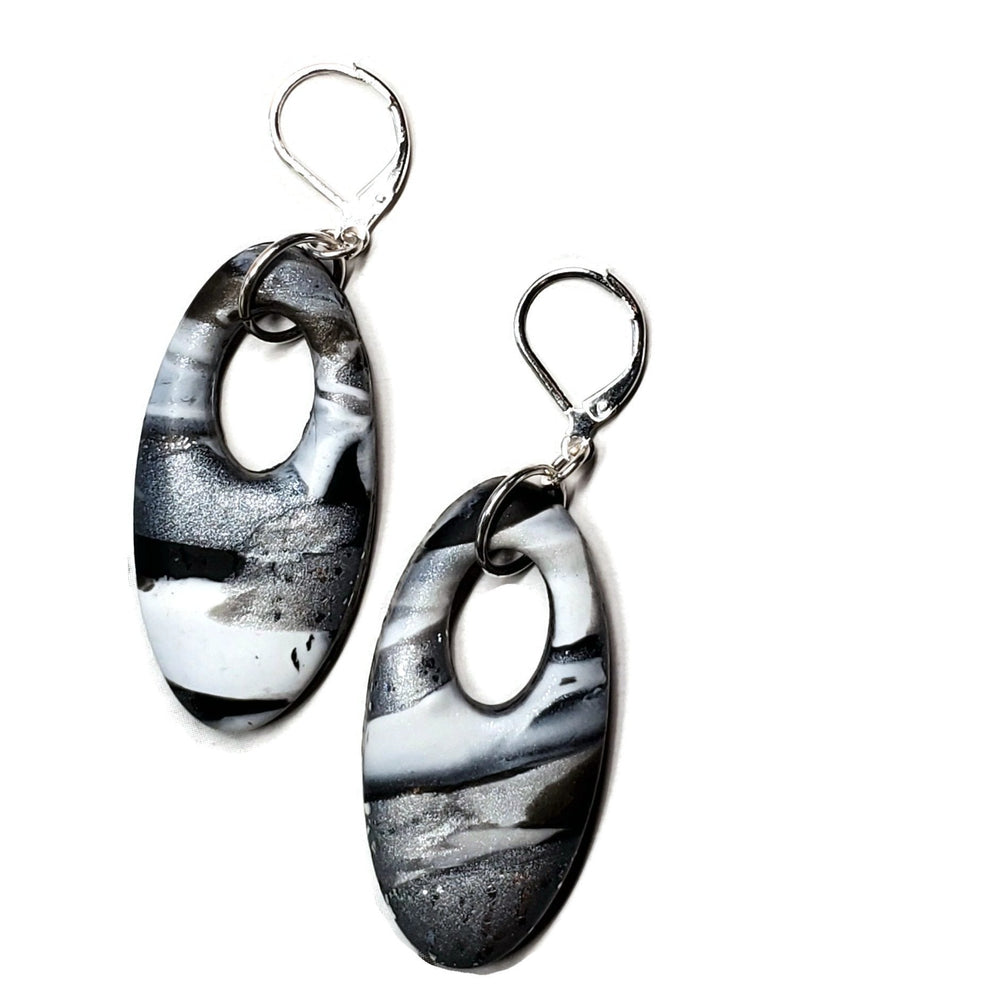 Oval Cutout Dangle Earring - Calacatta-Earrings-PME28 #3-Option #3-Tiry Originals, LLC