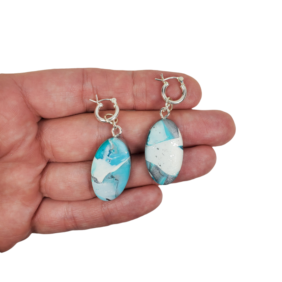 Oval Dangle Earring - Turquoise Waters-Earrings-PME99 #1-Option #1-Tiry Originals, LLC