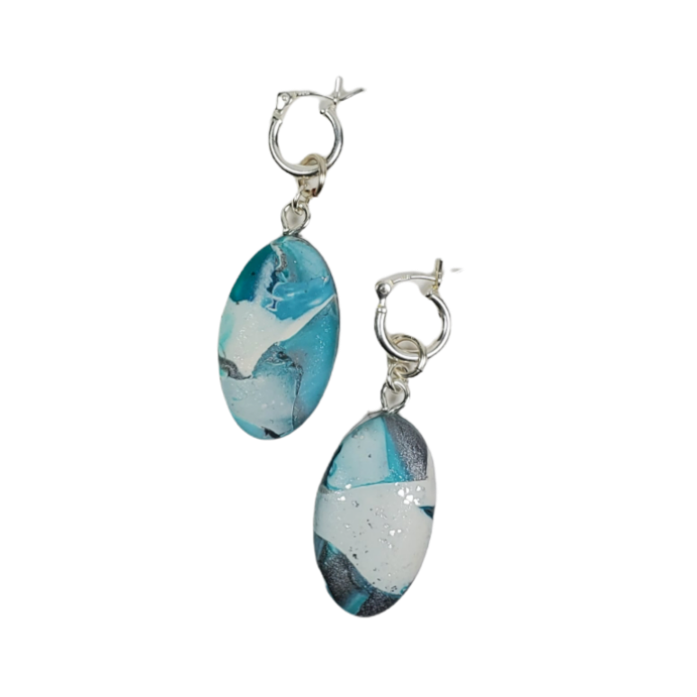 Oval Dangle Earring - Turquoise Waters-Earrings-PME99 #1-Option #1-Tiry Originals, LLC
