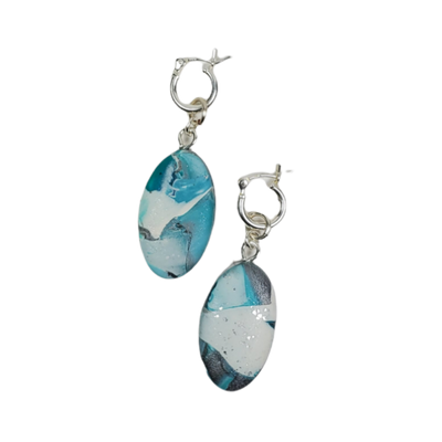 Oval Dangle Earring - Turquoise Waters-Earrings-PME99 #1-Option #1-Tiry Originals, LLC