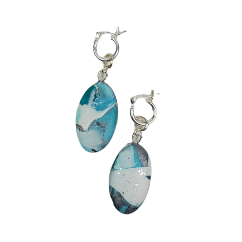 Oval Dangle Earring - Turquoise Waters-Earrings-Tiry Originals, LLC