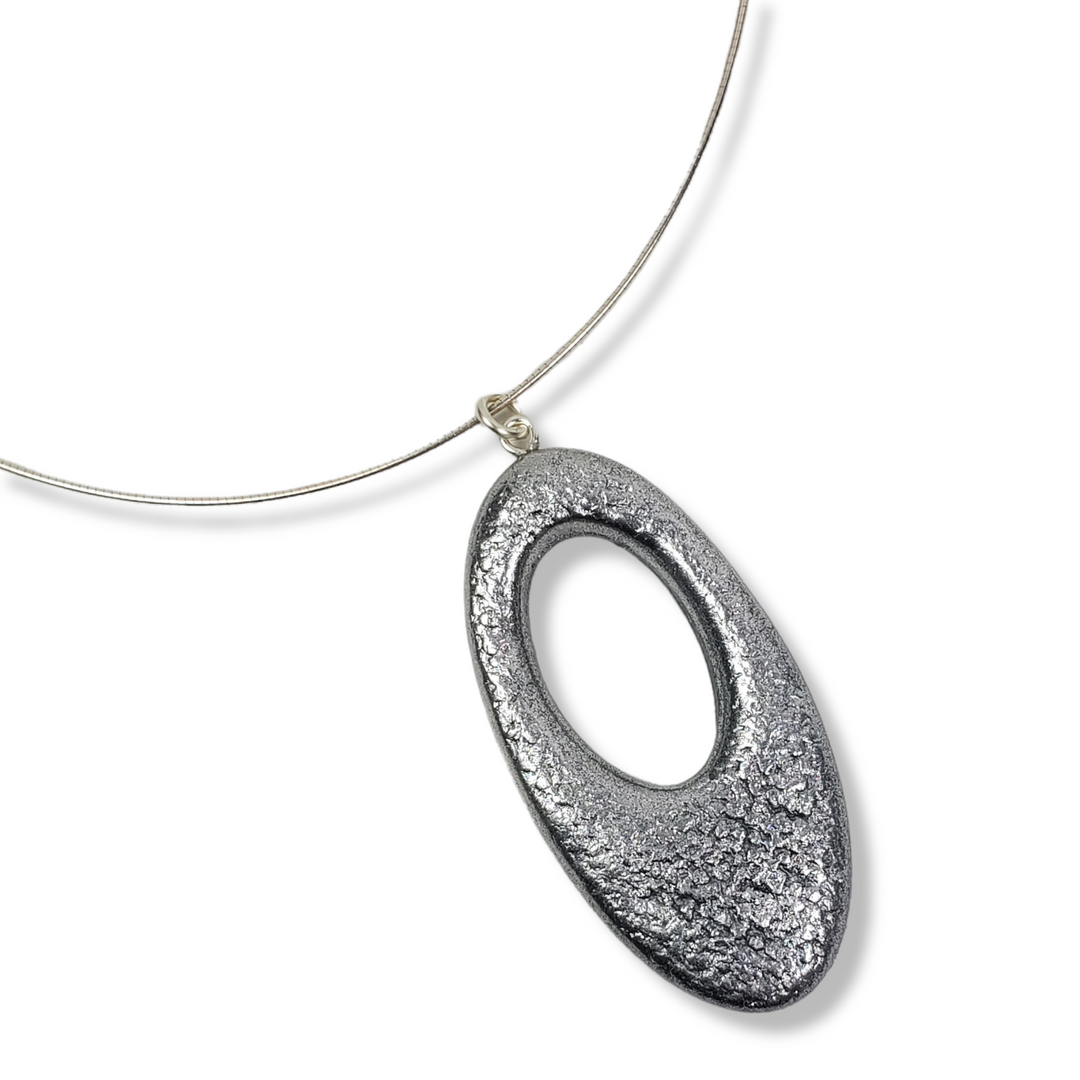 Oval Donut Cutout Pendant - Chrome-Pendants-Tiry Originals, LLC