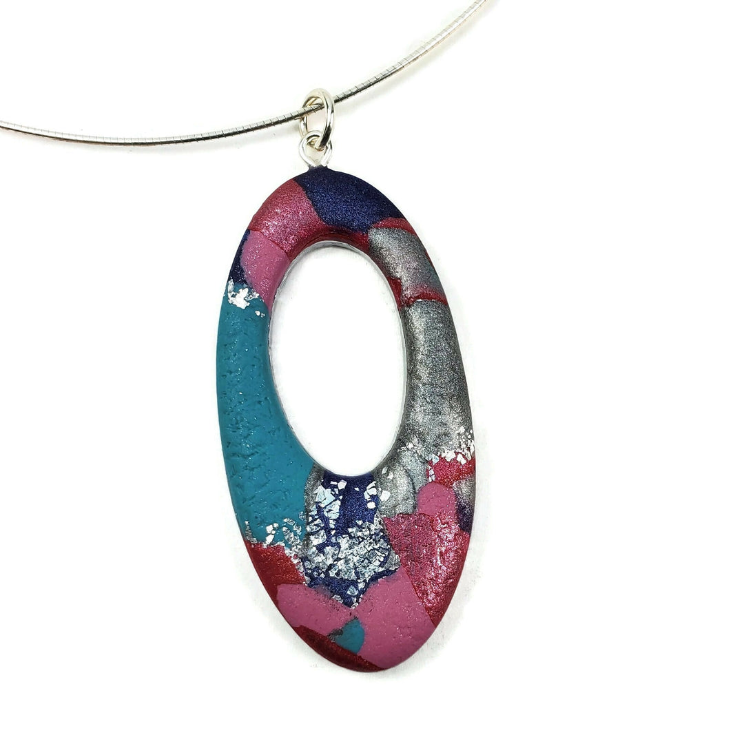 Oval Donut Cutout Pendant - Very Peri-Pendants-Tiry Originals, LLC