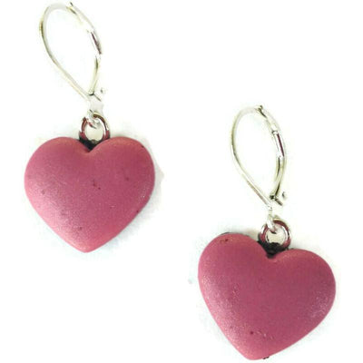 Pink Heart Earrings - Matte Dangle-Earrings-PME18 Pink Heart-Pink-Tiry Originals, LLC