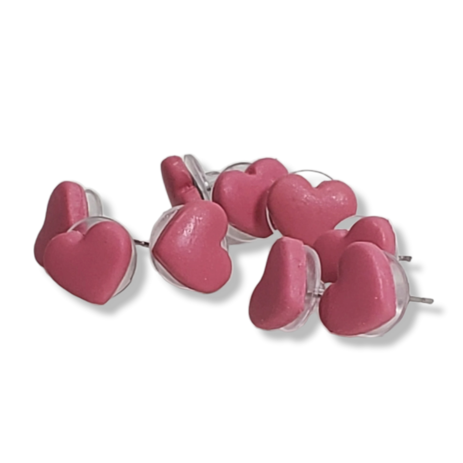 Pink Heart Stud Post Earrings-Earrings-PME42 Red-Matte Pink-Tiry Originals, LLC