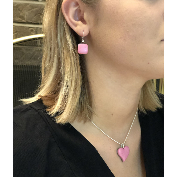 Pink Square Dangle Earring-Sale-PME12 pink-Pink-Tiry Originals, LLC