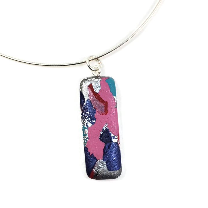 Rectangle Bar Pendant - Marbled - Very Peri-Pendants-Tiry Originals, LLC